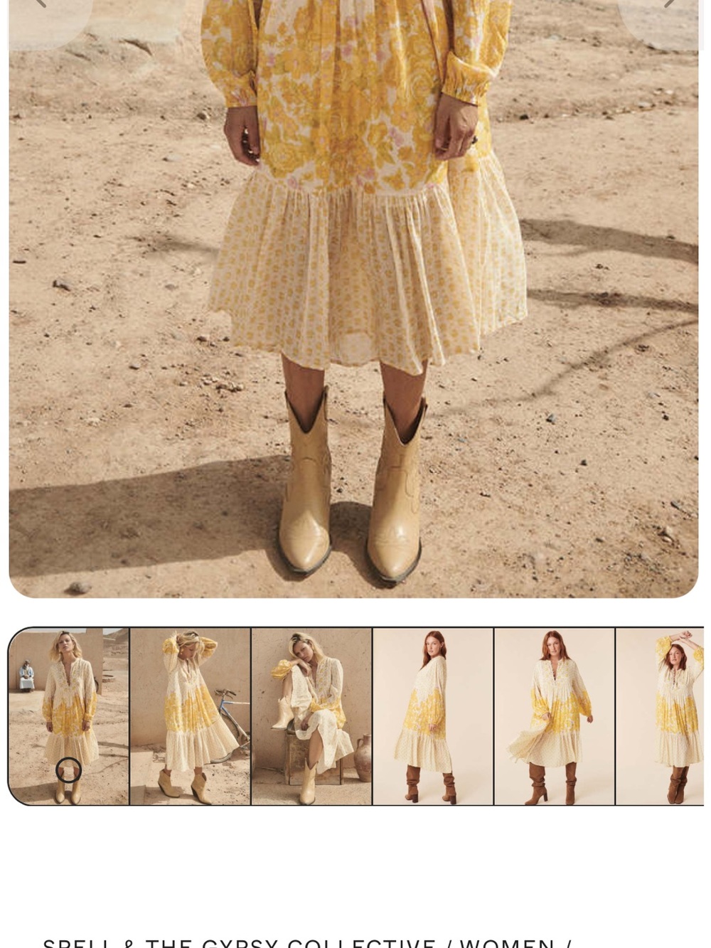 Spell & the Gypsy Collective Yellow Rose Floral Boho Midi Dress - Picture 2 of 6